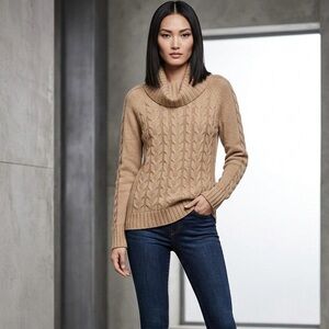 Banana Republic Camel Cable Knit Cowl Sweater